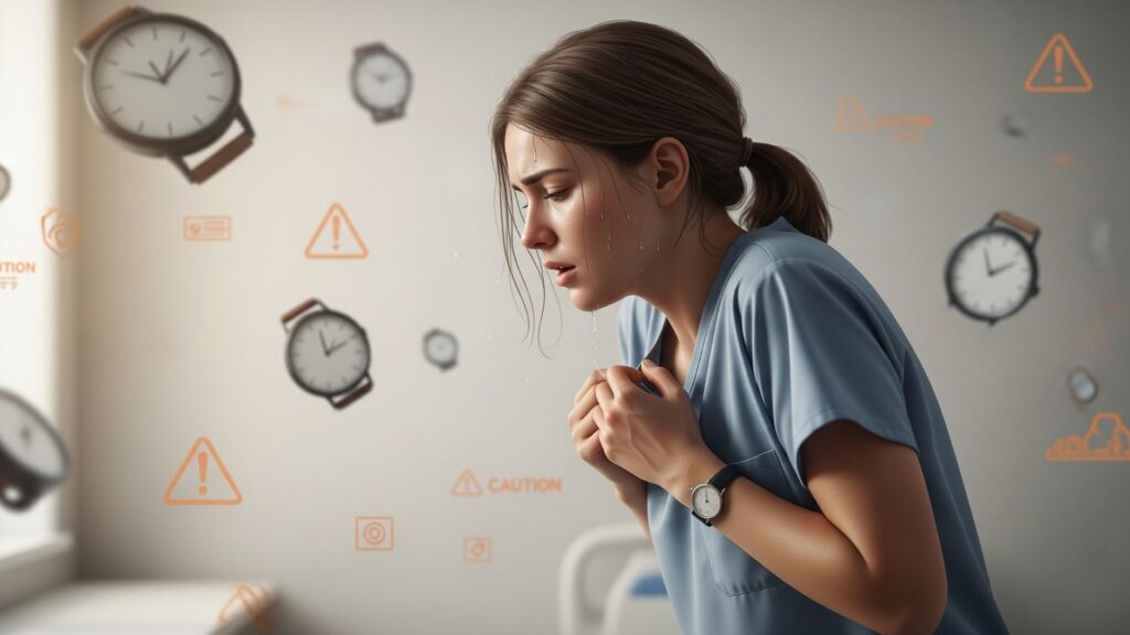 Persona joven real, con ansiedad física.