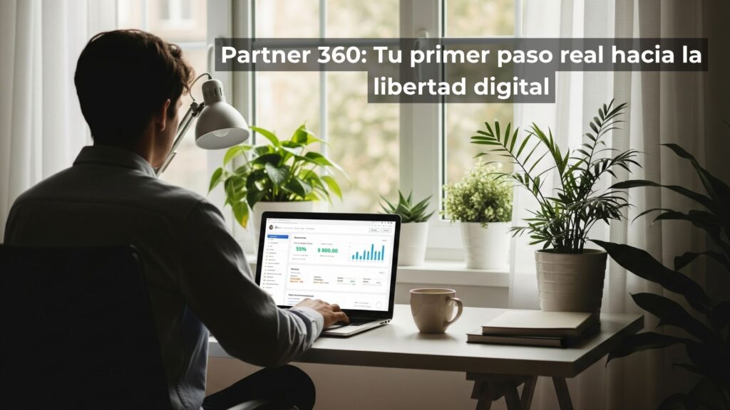 Una persona trabajando en su laptop y poniendo en práctica la formación Partner 360 de Fabio Serna.