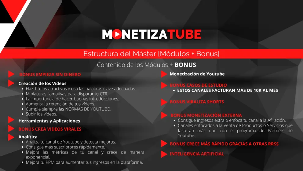 MonetizaTube curso de Mari Fuentes para ganar dinero en YouTube sin aparecer, crear canales automatizados y generar ingresos pasivos online