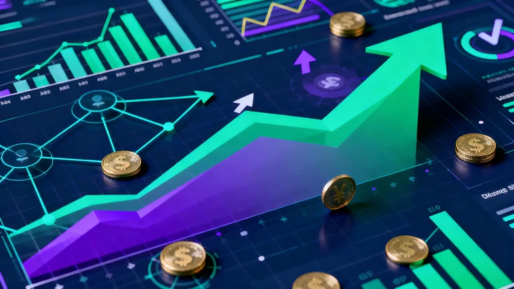 Concepto abstracto de aprendizaje y estrategia en marketing de afiliados, con crecimiento, métricas y prevención de errores para generar ingresos online en 2025.