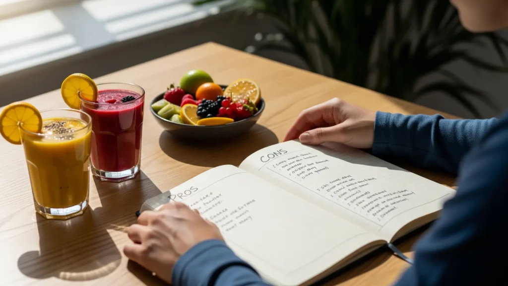 Opiniones reales del recetario 120 Batidos y bebidas saludables con lista de pros y contras.