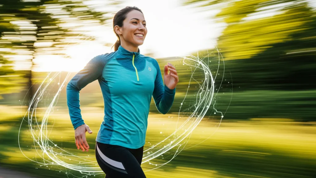 Persona activa quemando grasa con dieta keto y energía constante, ilustrando beneficios del Método Keto Fácil