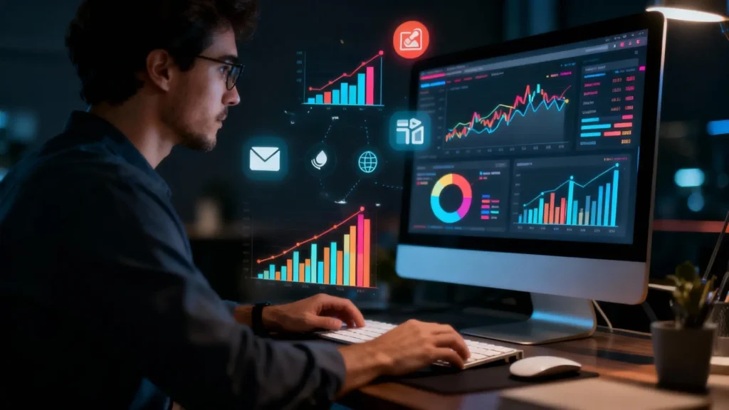 Comparativa de tráfico orgánico y tráfico de pago en marketing de afiliados, mostrando análisis de resultados y estrategias para aumentar tráfico y ventas como afiliado de forma efectiva.